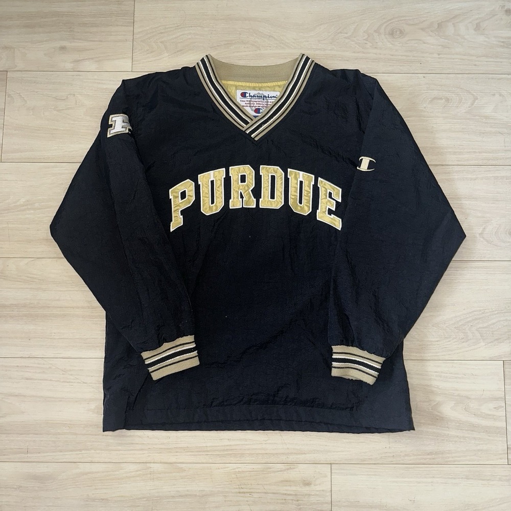 Vintage Champion Purdue Boilermakers Size XL Black Pullover Windbreaker Jacket